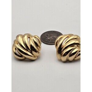 Vintage Givenchy Gold-Tone Twist Prong Earrings - Bold Twisted Design